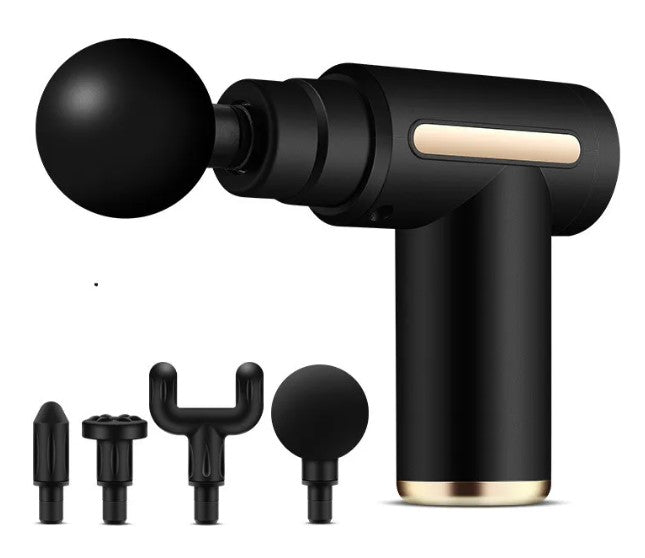 Stravenci Recovery Gun in black with four interchangeable percussion head attachments